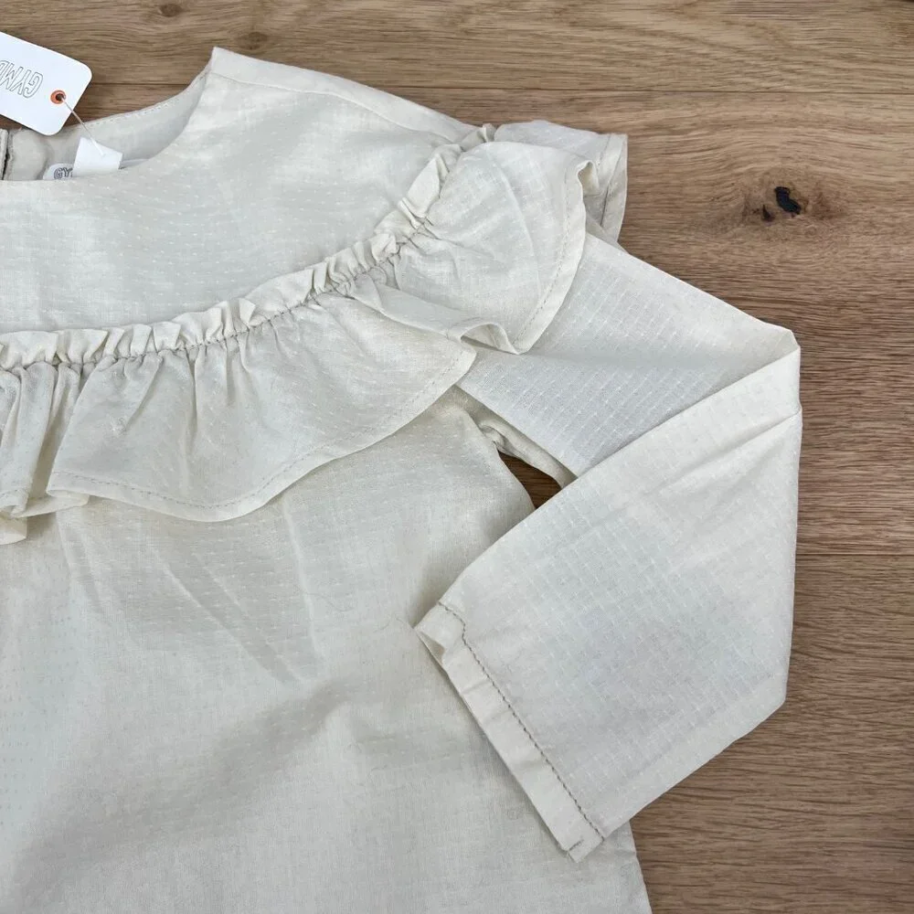 Gymboree Girls Long Sleeve Ruffle Blouse Top Size 2T Ivory Party School NEW